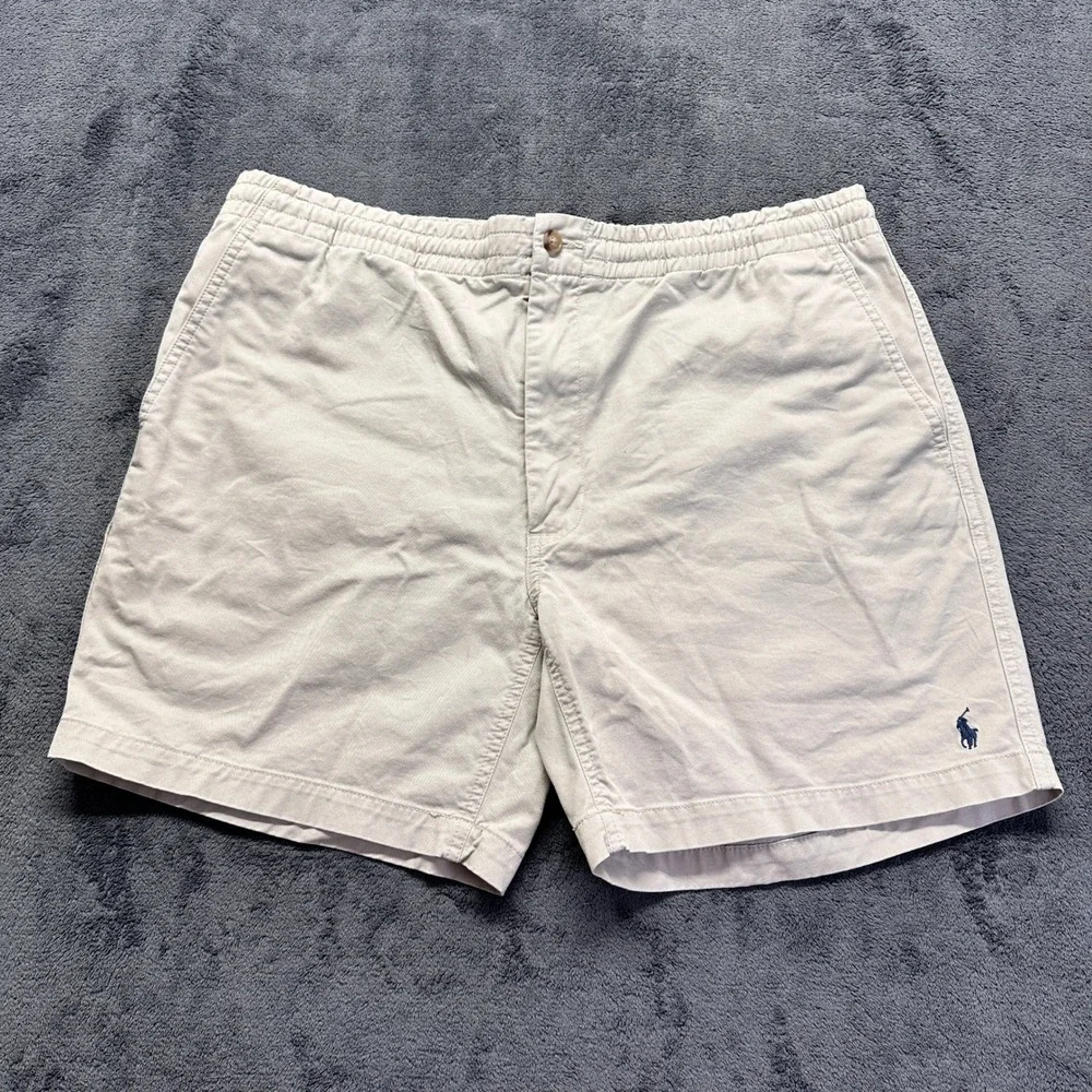Polo Ralph Lauren Shorts Mens XL Tan Classic Fit 6 Inseam Chino Elastic Waist